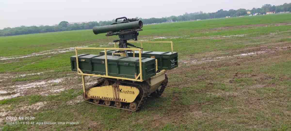 Krushna UGV with Weapon on ground - Club First Robotics