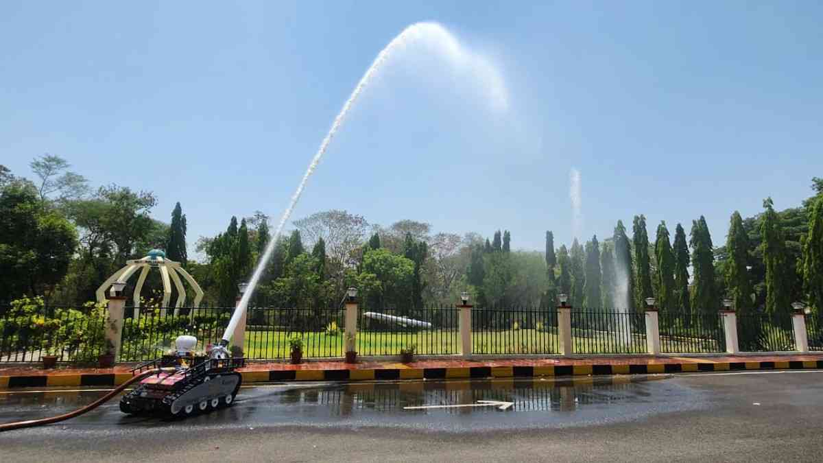 Krushna fire fighting watering on ground - Club First Robotics